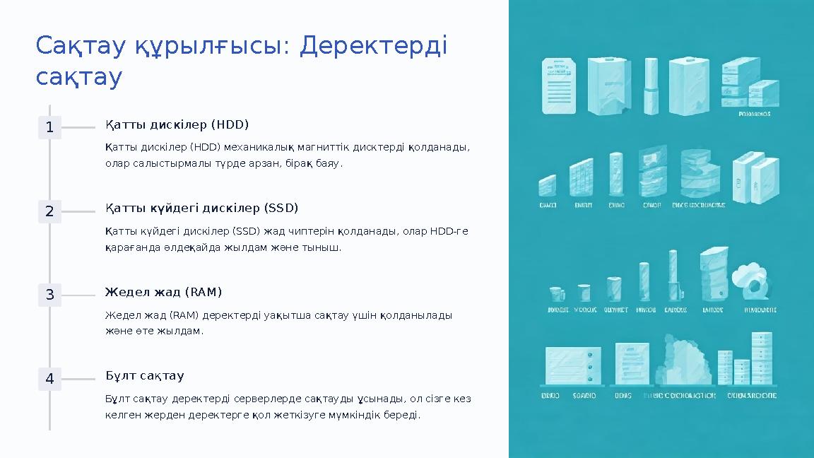 Сақтау құрылғысы: Деректерді сақтау 1 Қатты дискілер (HDD) Қатты дискілер (HDD) механикалық магниттік дисктерді қолданады, ола