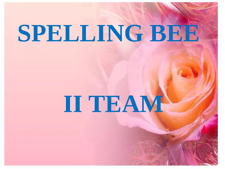 SPELLING BEE II TEAM