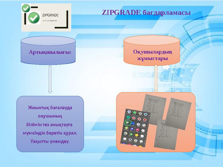 Жиынтық бағалауда оқушының білімін тез анықтауға мүмкіндік беретін құрал. Уақытты үнемдеу. ZIPGRADE бағдарламасы