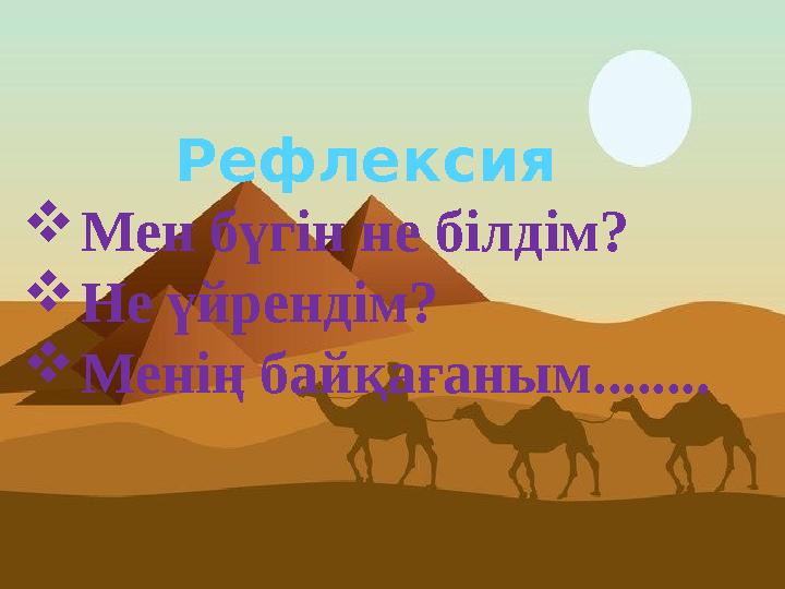 Рефлексия Мен бүгін не білдім? Не үйрендім? Менің байқағаным........