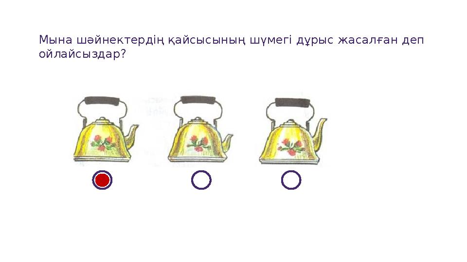 Мына шәйнектердің қайсысының шүмегі дұрыс жасалған деп ойлайсыздар?