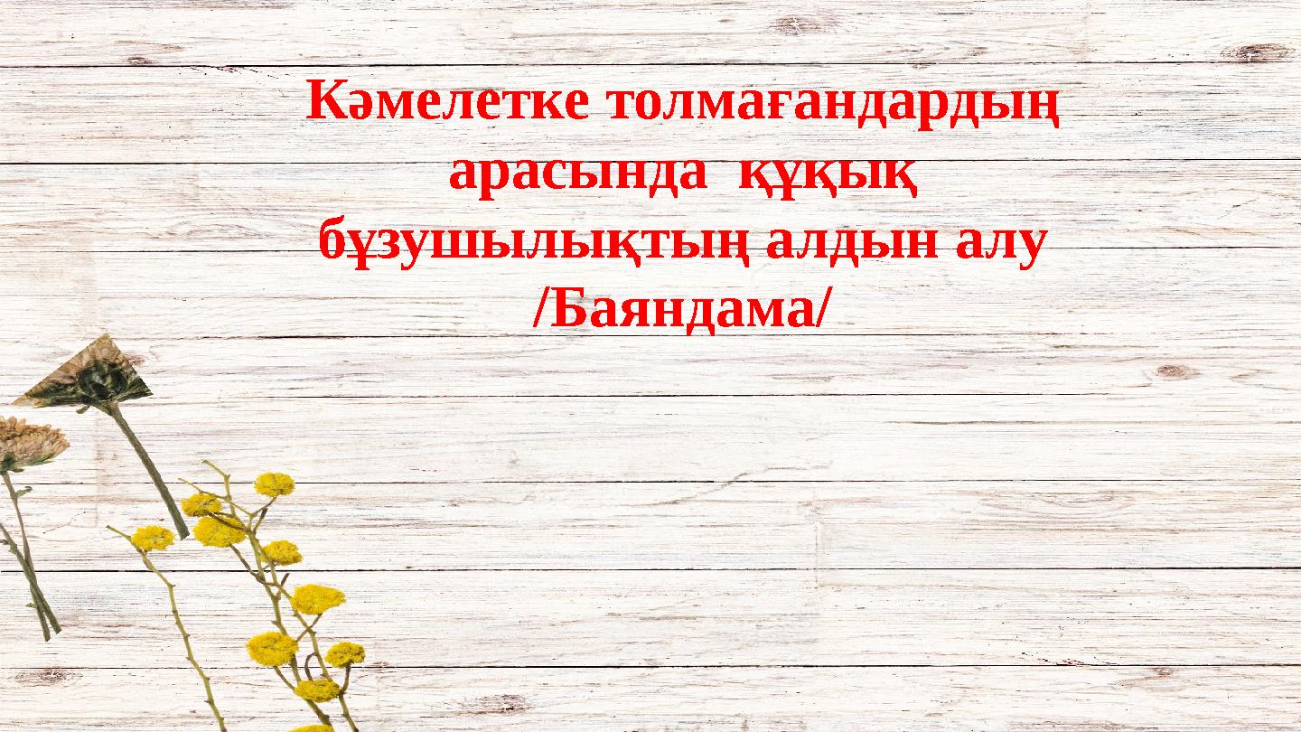 Кәмелетке толмағандардың арасында құқық бұзушылықтың алдын алу /Баяндама/