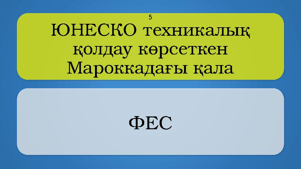 ЮНЕСКО техникалық қолдау көрсеткен Мароккадағы қала ФЕС 5