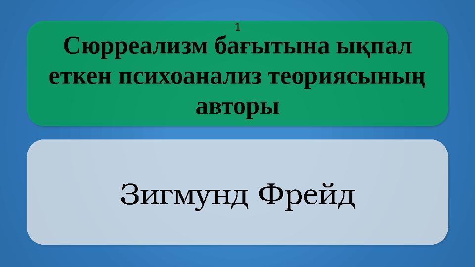 Cюрреализм бағытына ықпал еткен психоанализ теориясының авторы Зигмунд Фрейд 1