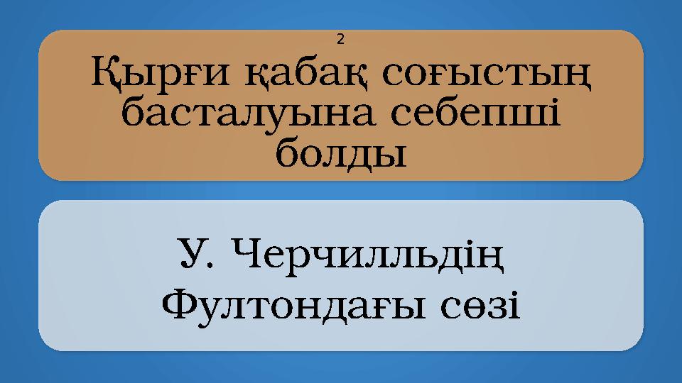 Қырғи қабақ соғыстың басталуына себепші болды У. Черчилльдің Фултондағы сөзі 2