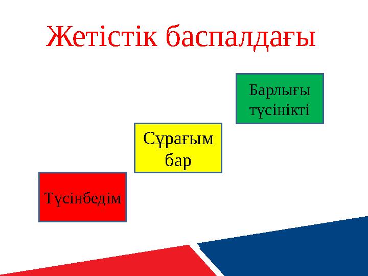 Жетістік баспалдағы Түсінбедім Сұрағым бар Барлығы түсінікті