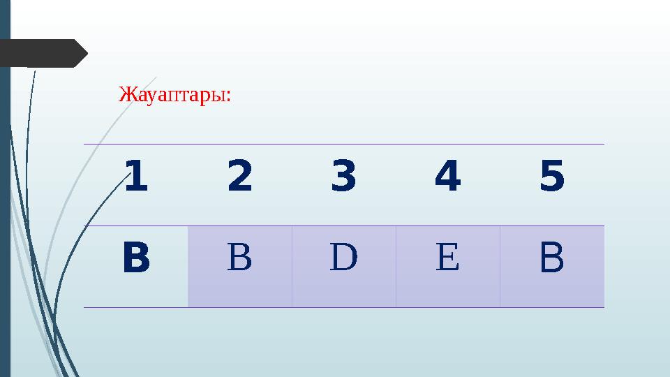 12345 В B D E B Жауаптары: