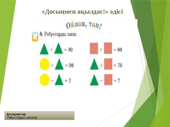 Дескриптор -Ребустарды шешеді «Досыңмен ақылдас!» әдісі