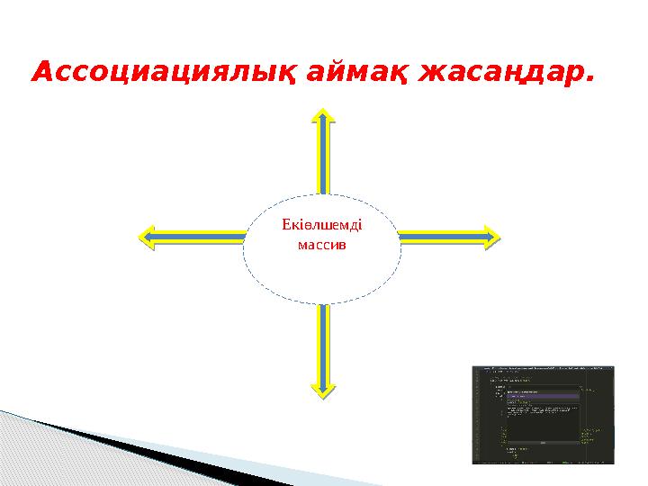 Ассоциациялық аймақ жасаңдар. Екіөлшемді массив