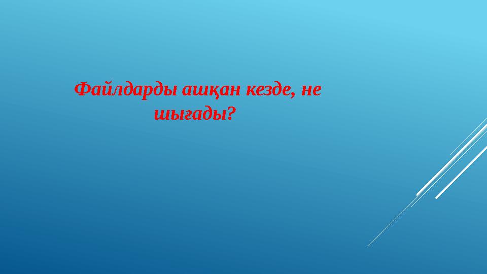 Файлдарды ашқан кезде, не шығады?