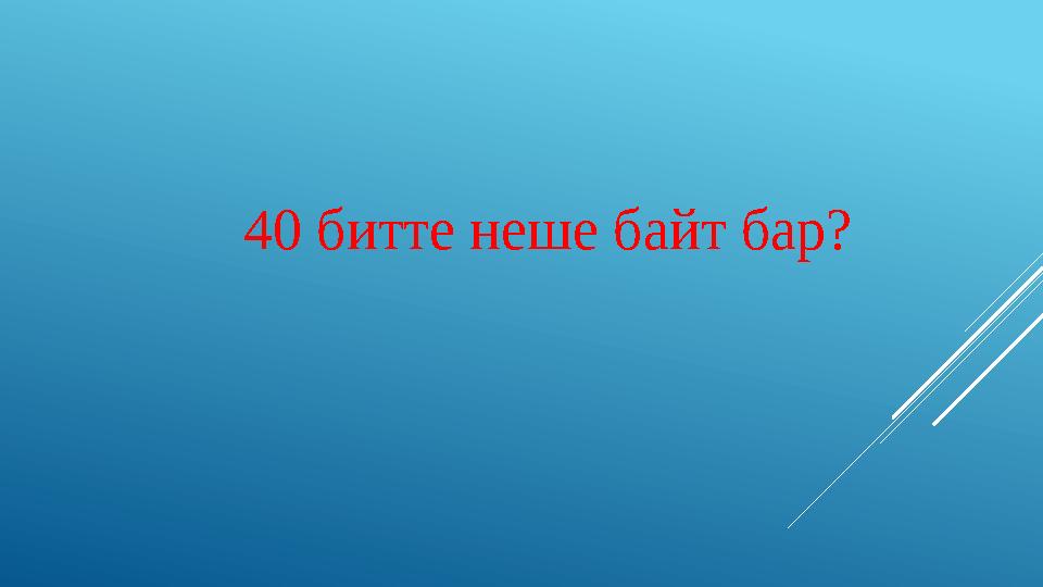 40 битте неше байт бар?