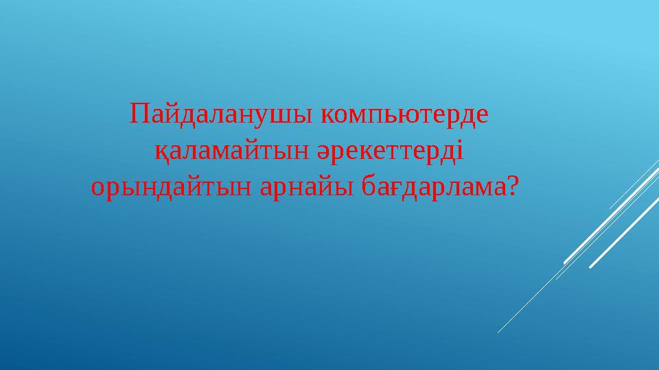 Пайдаланушы компьютерде қаламайтын әрекеттерді орындайтын арнайы бағдарлама?