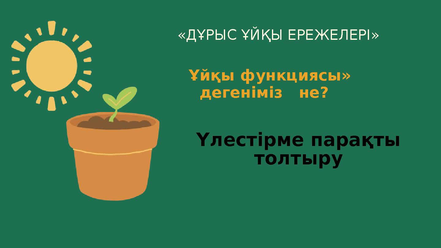 «ДҰРЫС ҰЙҚЫ ЕРЕЖЕЛЕРІ» Ұйқы функциясы» дегеніміз не? Үлестірме парақты толтыру