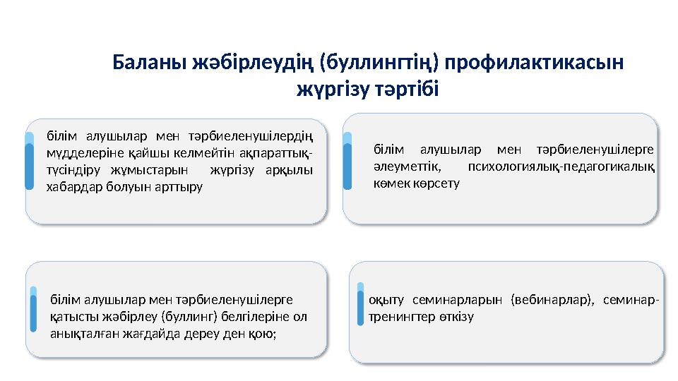 Баланы жәбірлеудің (буллингтің) профилактикасын жүргізу тәртібі білім алушылар мен тәрбиеленушілердің мүдделеріне қайшы ке