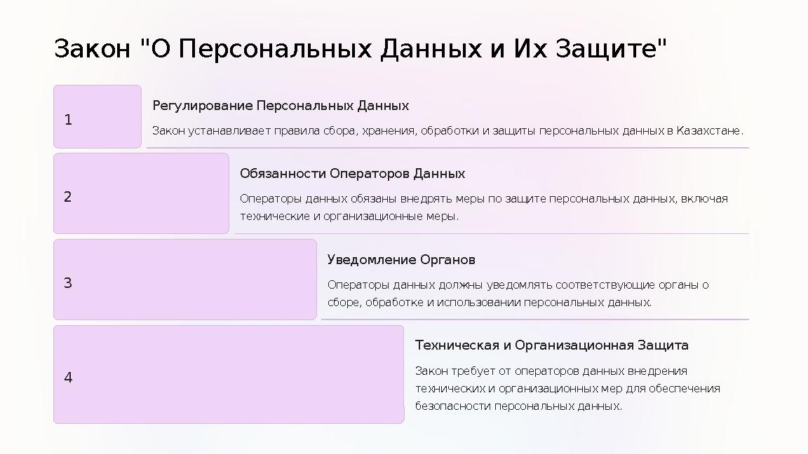 Закон "О Персональных Данных и Их Защите" 1 Регулирование Персональных Данных Закон устанавливает правила сбора, хранения, обра