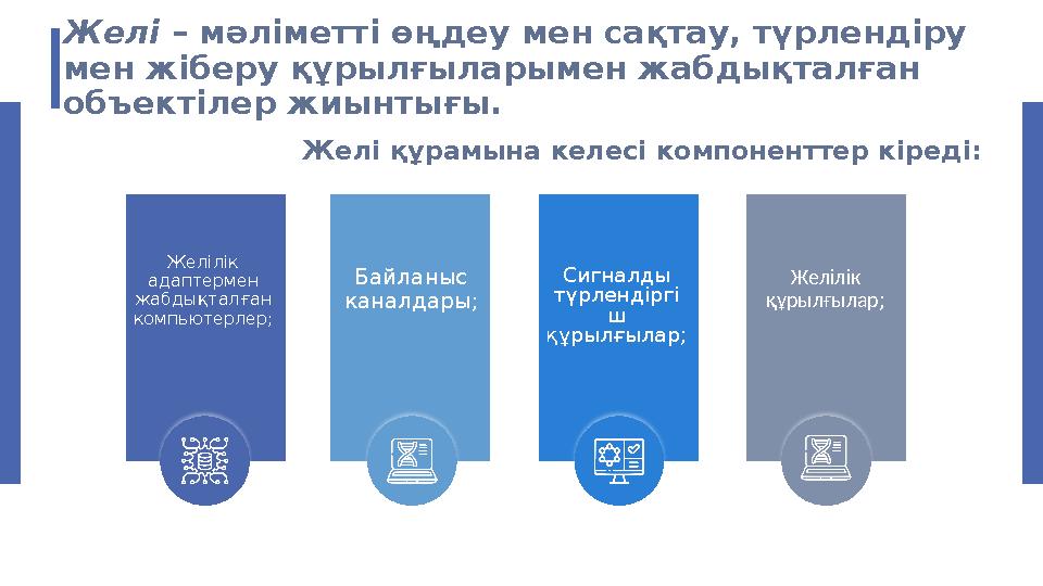 Желі – мәліметті өңдеу мен сақтау, түрлендіру мен жіберу құрылғыларымен жабдықталған объектілер жиынтығы. Желілік адаптермен