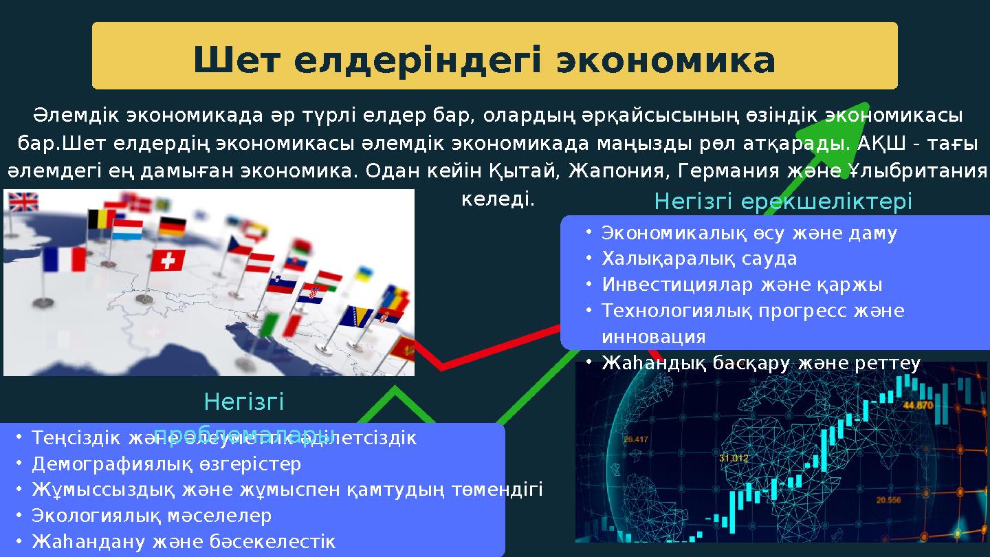 Шет елдеріндегі экономика Әлемдік экономикада әр түрлі елдер бар, олардың әрқайсысының өзіндік экономикасы бар.Шет елдердің эко