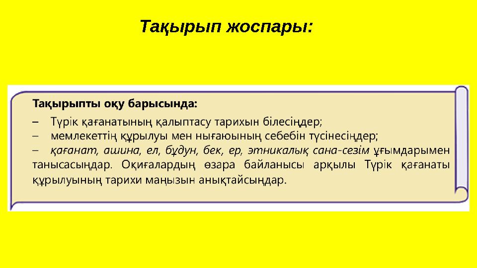 Тақырып жоспары: