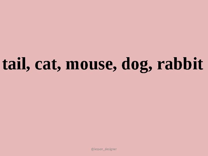 @lesson_designer tail, cat, mouse, dog, rabbit