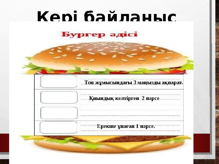 Кері байланыс Топ жұмысындағы 3 маңызды ақпарат. Қиындық келтірген 2 нәрсе Ерекше ұнаған 1 нәрсе.