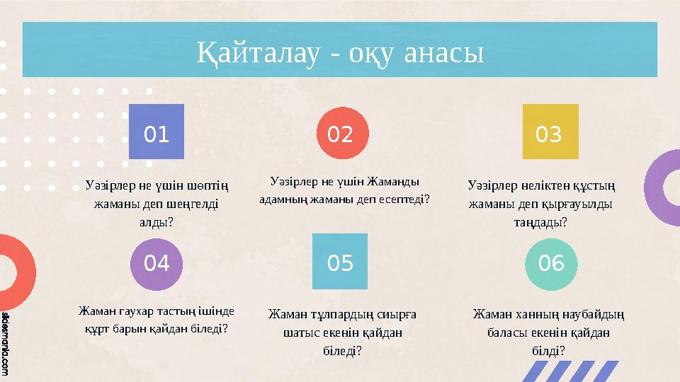 Қайталау - оқу анасы Уәзірлер не үшін шөптің жаманы деп шеңгелді алды? Уәзірлер не үшін Жаманды адамның жаманы деп е