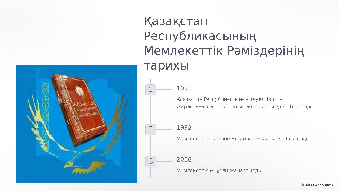 Қазақстан Республикасының Мемлекеттік Рәміздерінің тарихы 1 1991 Қазақстан Республикасының тәуелсіздігін жариялағаннан кейі