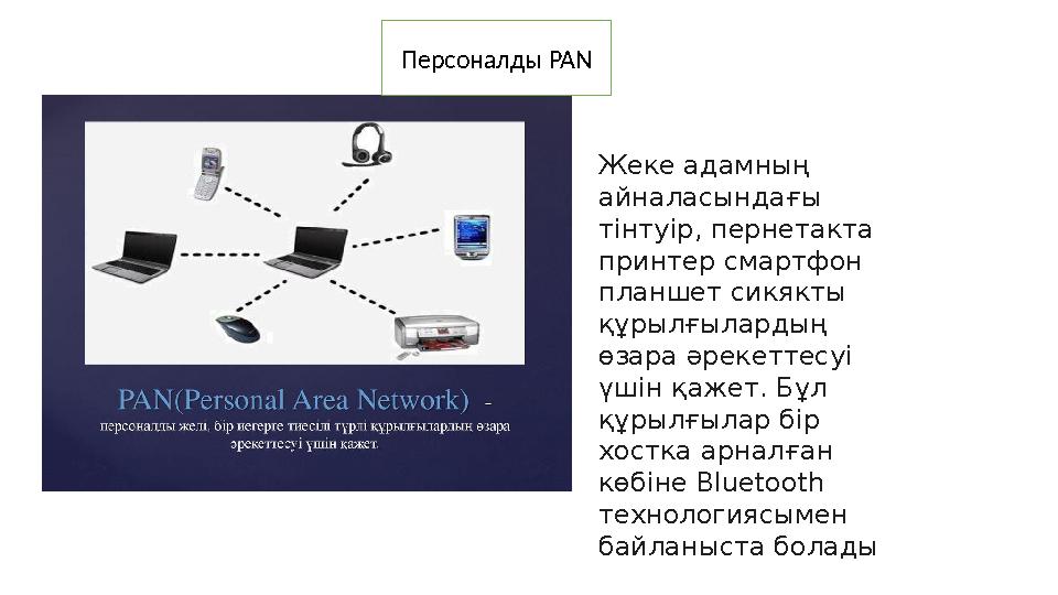 Жеке адамның айналасындағы тінтуір, пернетакта принтер смартфон планшет сикякты құрылғылардың өзара әрекеттесуі үшін қаж