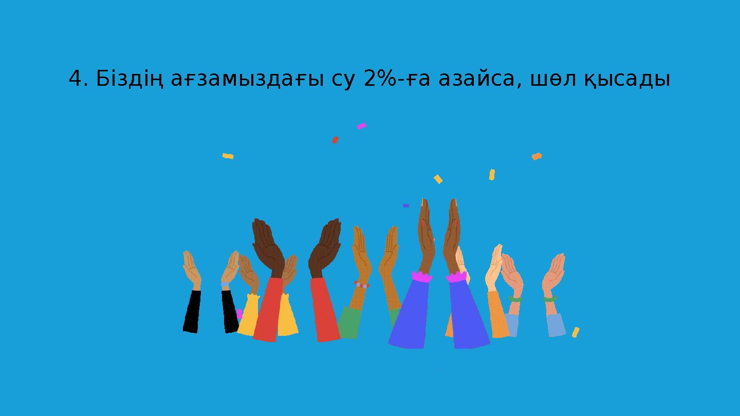 4. Біздің ағзамыздағы су 2%-ға азайса, шөл қысады