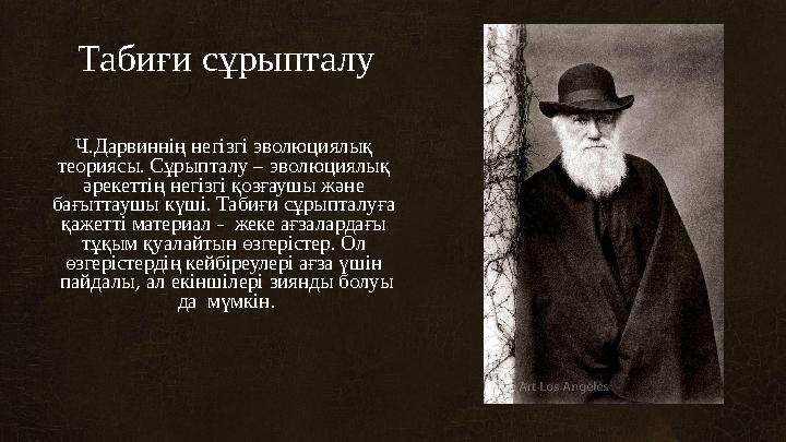 Табиғи сұрыпталу Ч.Дарвиннің негізгі эволюциялық теориясы. Сұрыпталу – эволюциялық əрекеттің негізгі қозғаушы жəне бағытта
