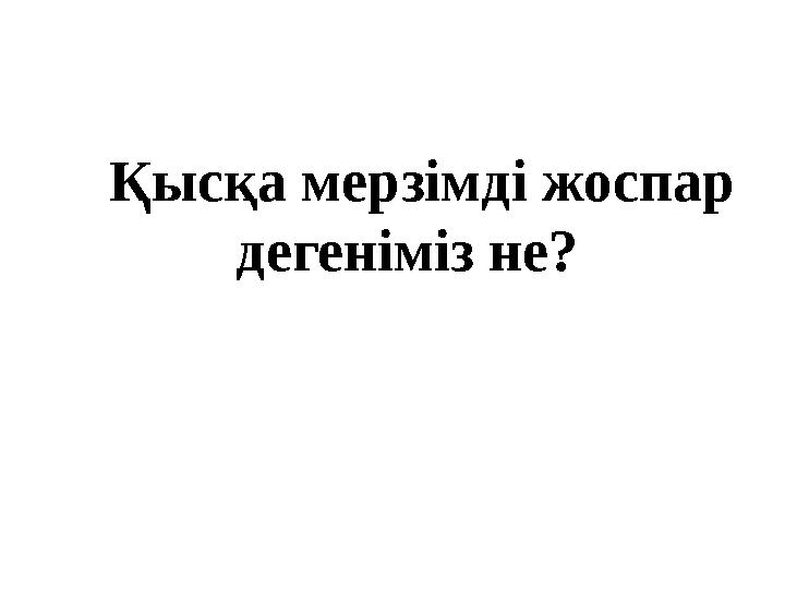 Қысқа мерзімді жоспар дегеніміз не?