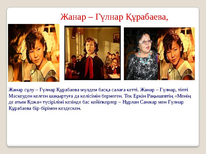 Жанар – Гүлнар Құрабаева, Жанар сұлу – Гүлнар Құрабаева мүлдем басқа салаға кетті. Жанар – Гүлнар, тіпті Мәскеуден келген шақы Жанар – Гүлнар Құрабаева, Жанар сұлу – Гүлнар Құрабаева мүлдем басқа салаға кетті. Жанар – Гүлнар, тіпті Мәскеуден келген шақы