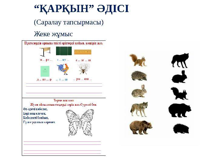 “ҚАРҚЫН” ӘДІСІ (Саралау тапсырмасы) Жеке жұмыс