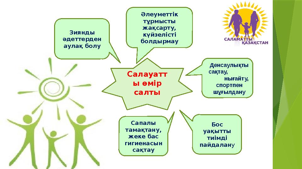 Зиянды әдеттерден аулақ болу Әлеуметтік тұрмысты жақсарту, күйзелісті болдырмау Бос уақытты тиімді пайд Зиянды әдеттерден аулақ болу Әлеуметтік тұрмысты жақсарту, күйзелісті болдырмау Бос уақытты тиімді пайд