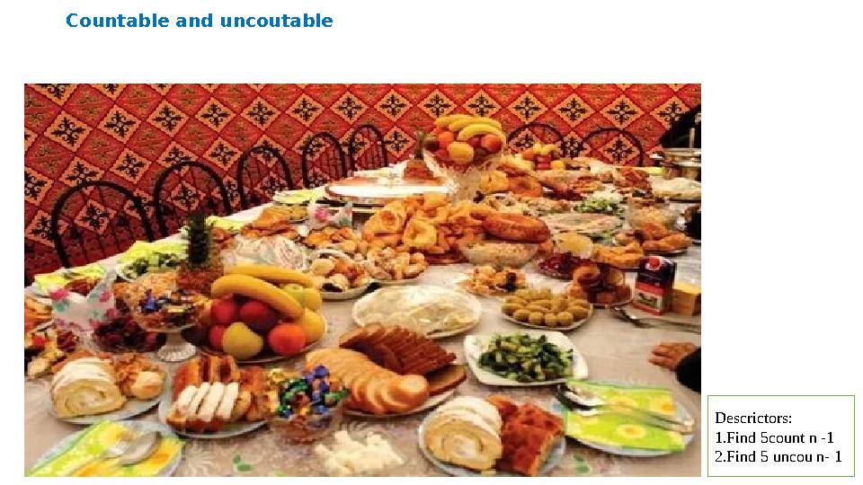 Countable and uncoutable Descrictors: 1.Find 5count n -1 2.Find 5 uncou n- 1