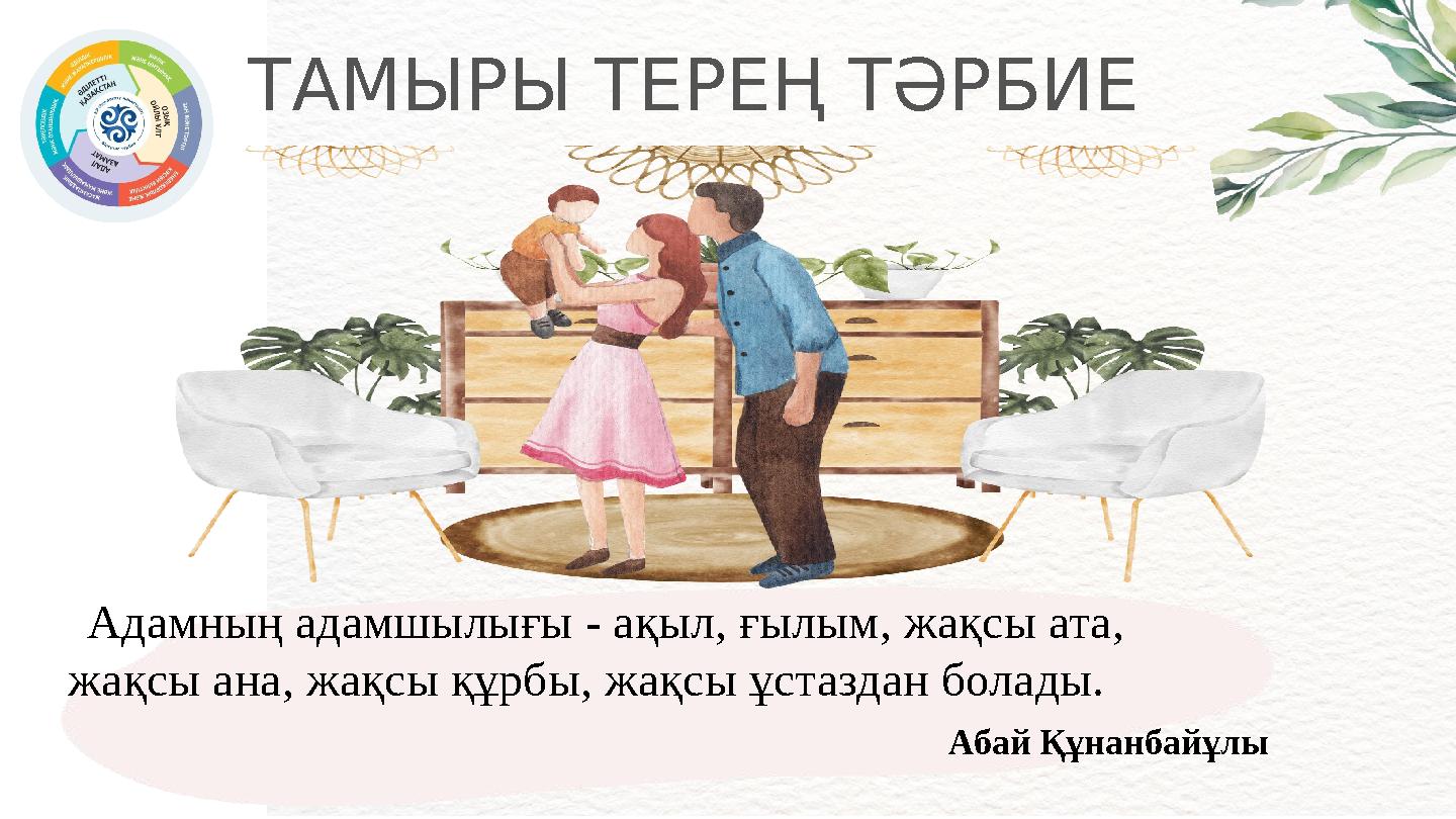 Адамның адамшылығы - ақыл, ғылым, жақсы ата, жақсы ана, жақсы құрбы, жақсы ұстаздан болады. Абай