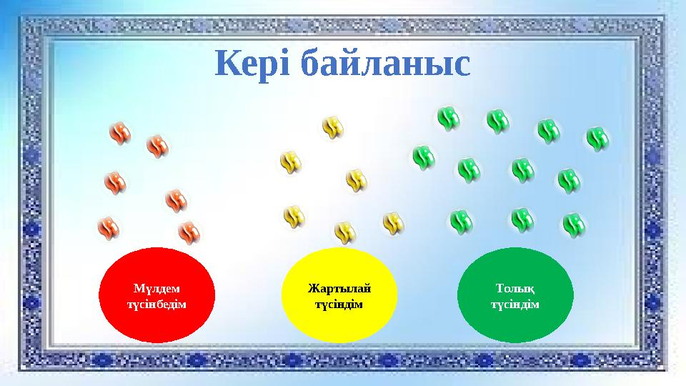 Кері байланыс Мүлдем түсінбедім Жартылай түсіндім Толық түсіндім