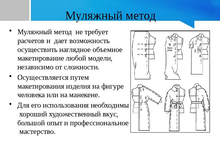 Муляжный метод •Муляжный метод не требует расчетов и дает возможность осуществить наглядное объемное макетирование любой м