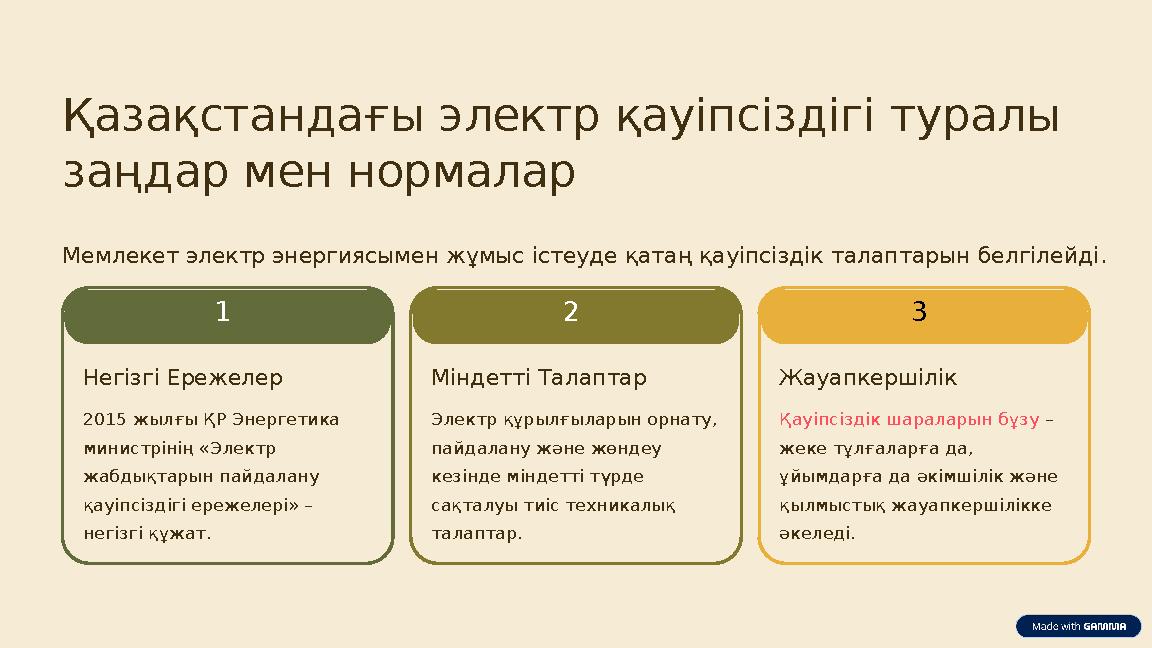 Қазақстандағы электр қауіпсіздігі туралы заңдар мен нормалар Мемлекет электр энергиясымен жұмыс істеуде қатаң қауіпсіздік талап