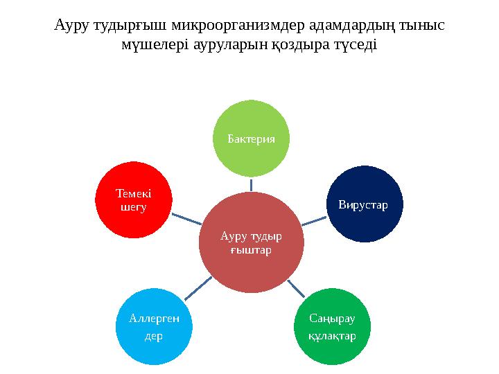 Ауру тудыр ғыштар Бактерия Вирустар Саңырау құлақтар Аллерген дер Темекі шегу Ауру тудырғыш микроорганизмдер адамдардың тыныс