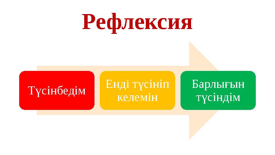 Рефлексия Түсінбедім Енді түсініп келемін Барлығын түсіндім