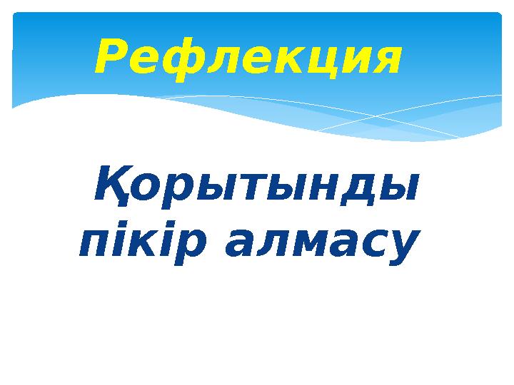 Қорытынды пікір алмасу Рефлекция