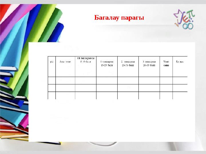 Бағалау парағы Бағалау парағы
