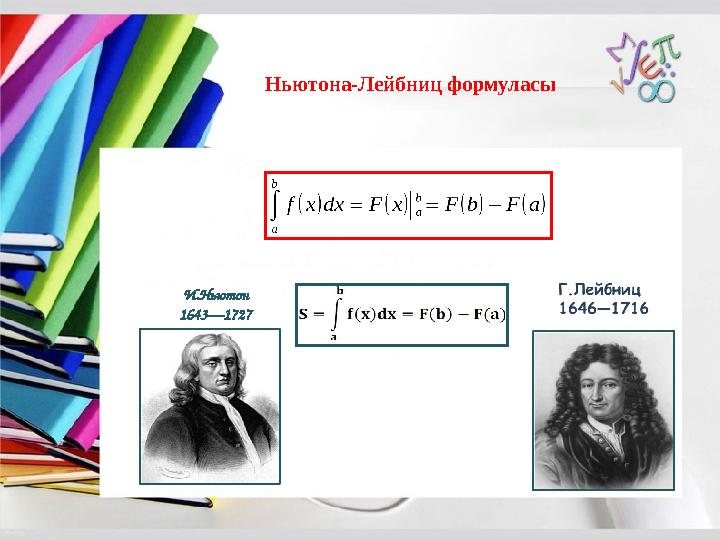 Ньютона-Лейбниц формуласы И.Ньютон 1643—1727 Ньютона-Лейбниц формуласы И.Ньютон 1643—1727