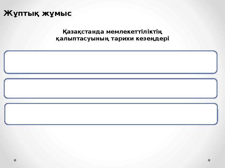 Жұптық жұмыс Қазақстанда мемлекеттіліктің қалыптасуының тарихи кезеңдері