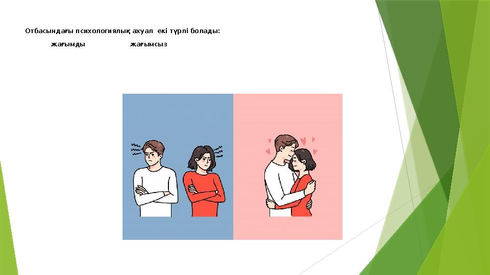 Отбасындағы психологиялық ахуал екі түрлі болады: жағымды жағымсыз