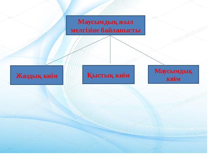 Жаздық киім Қыстық киім Маусымдық киім Маусымдық жыл мелгізіне байланысты