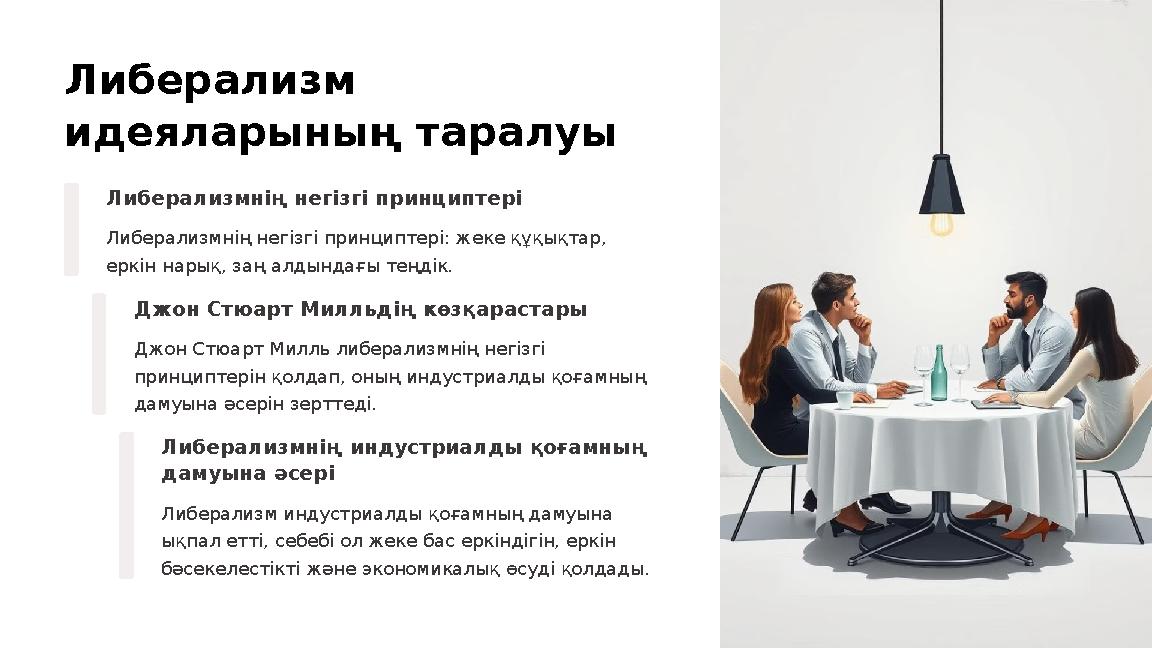 Либерализм идеяларының таралуы Либерализмнің негізгі принциптері Либерализмнің негізгі принциптері: жеке құқықтар, еркін нарық Либерализм идеяларының таралуы Либерализмнің негізгі принциптері Либерализмнің негізгі принциптері: жеке құқықтар, еркін нарық
