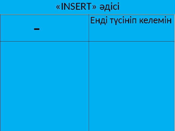 «INSERT» әдісі - Енді түсініп келемін