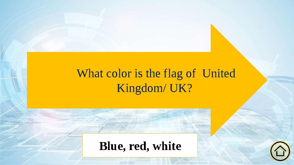 What color is the flag of United Kingdom/ UK? Blue, red, white