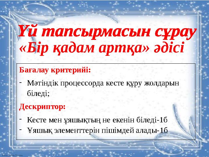 Бағалау критерийлері: Компьютерлік вирустар туралы сұрақтарға жауап береді; Дескриптор: -компьютерлік вирус дегеніміз не екенін